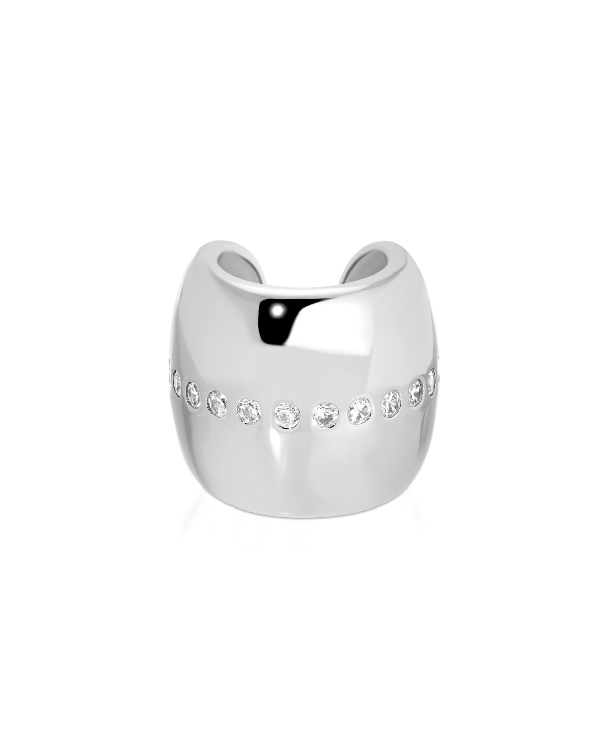 Shop Ettika Center Crystal Line Chunky Cuff Earrings In Silver