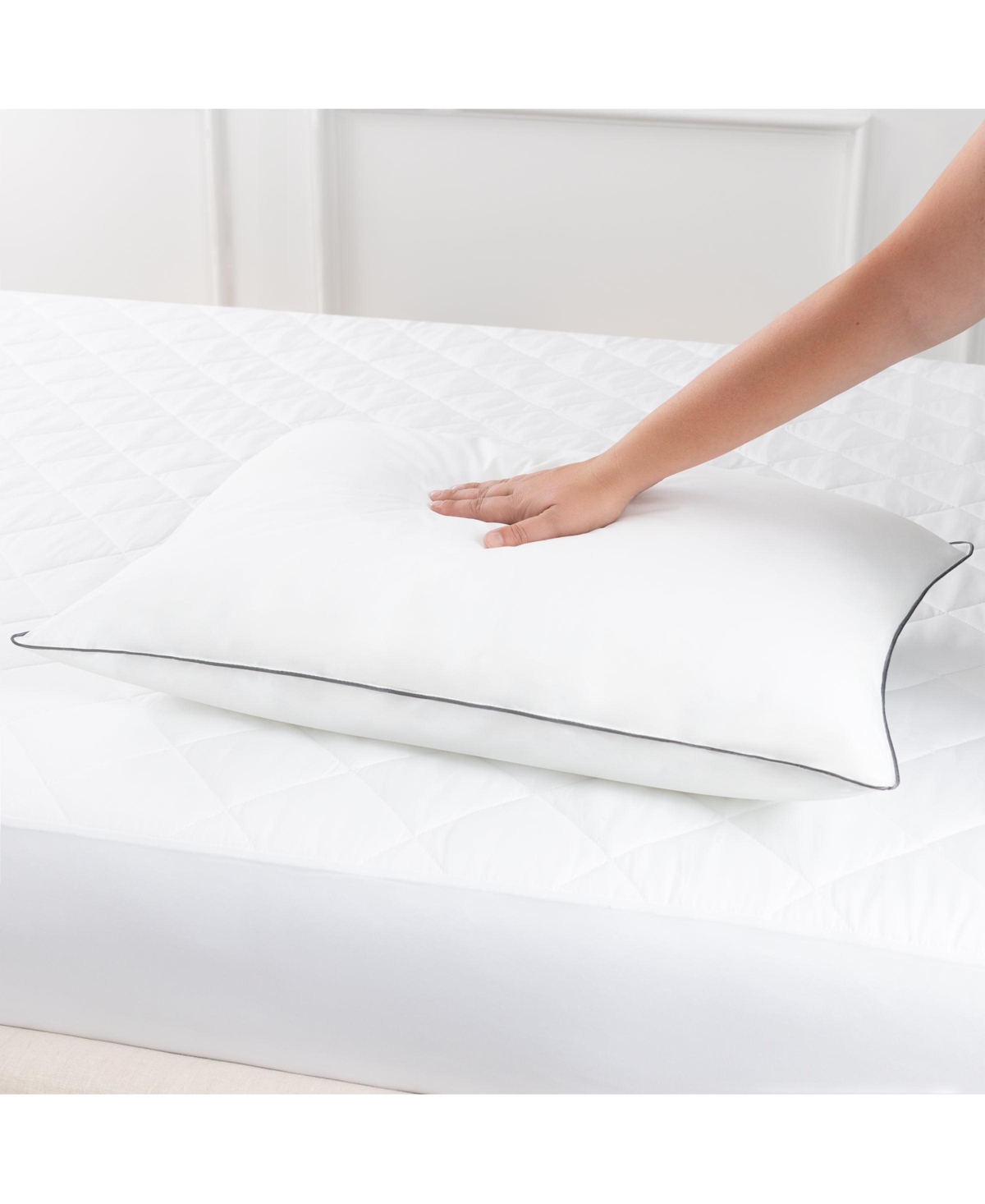 Host and Home Hypoallergenic Pillows (2 Pack) - White with Silver Piping, Cotton with Poly Fill - 20x30 in. - White with silver piping
