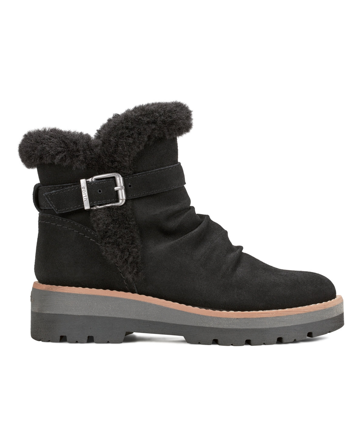 Shop Earth Women's Yara Cozy Waterproof Lug Sole Boots In Black Suede