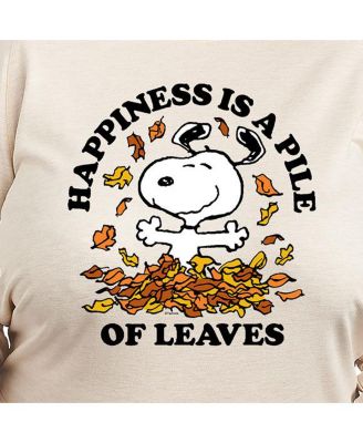 Plus Size Peanuts Fall Leaves Graphic Pullover T-shirt