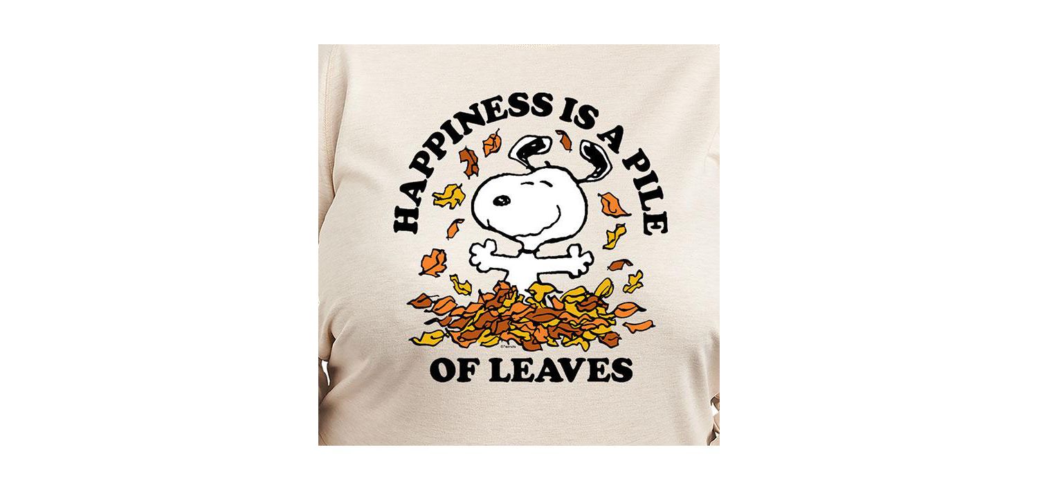 Plus Size Peanuts Fall Leaves Graphic Pullover T-shirt