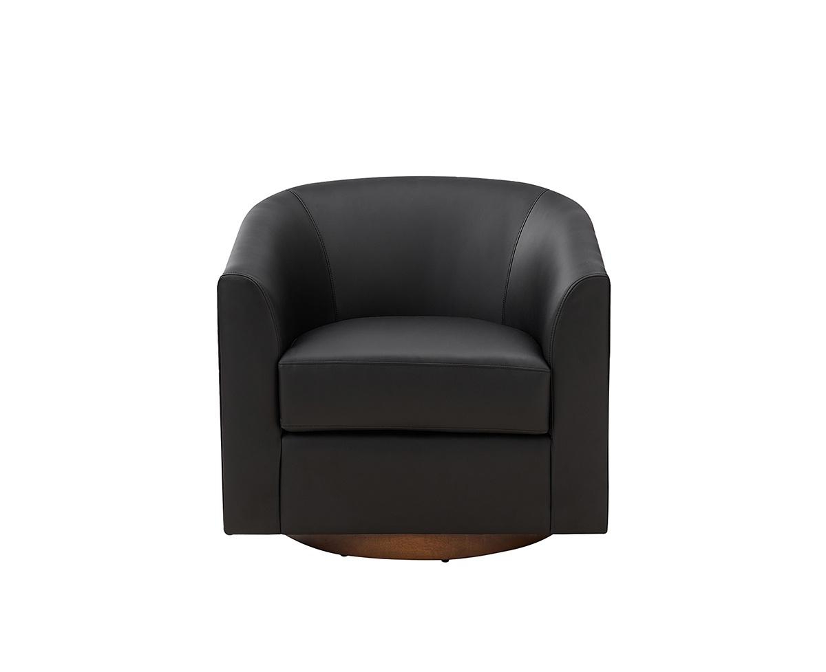 Hulala Home Haley Wide Modern Swivel Barrel Chair with Solid Wood Base