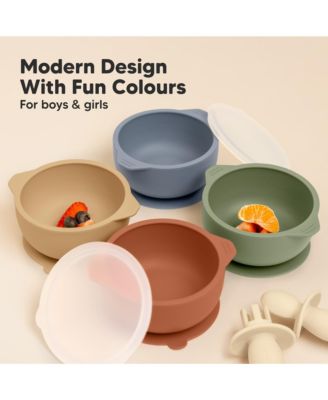 2-Pack Prep Baby Bowls with Suctions & Lids, Silicone Bowls for Baby Boy, Girl, Toddler Suction Bowl, Kids Bowl BPA-Free