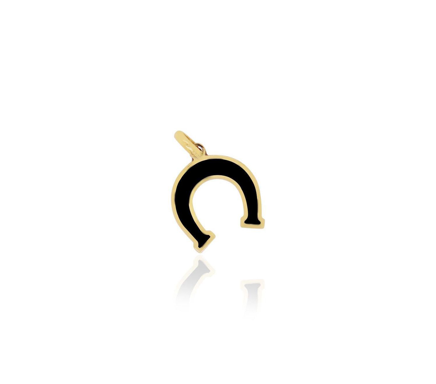 Onyx Horseshoe Charm 14K Gold 9 millimeters