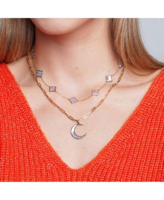 Mother of Pearl Crescent Moon Charm 14K Gold 22 millimeters