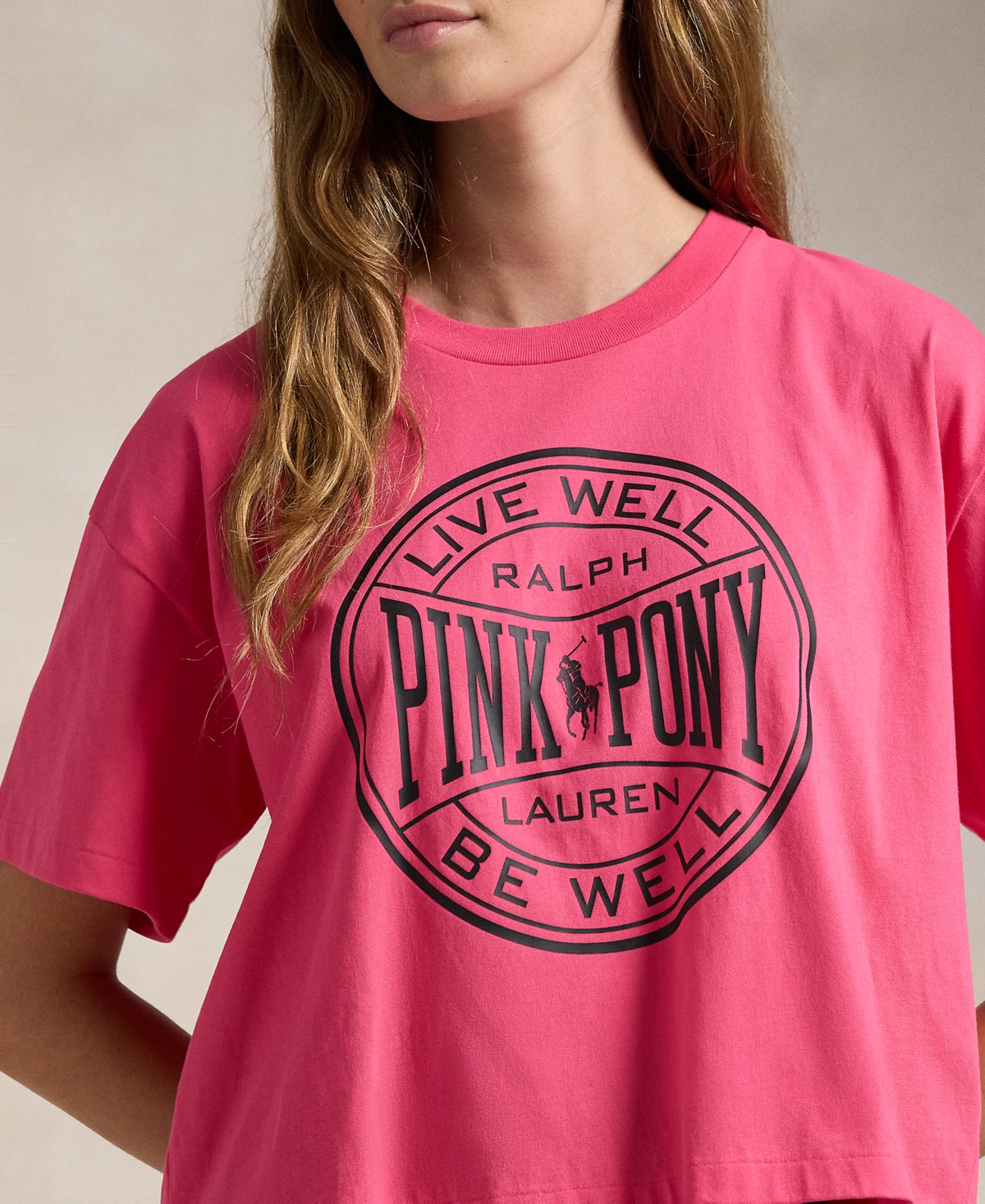 Polo Ralph Lauren UnisexPony Cotton Jersey Cropped Tee - Pink