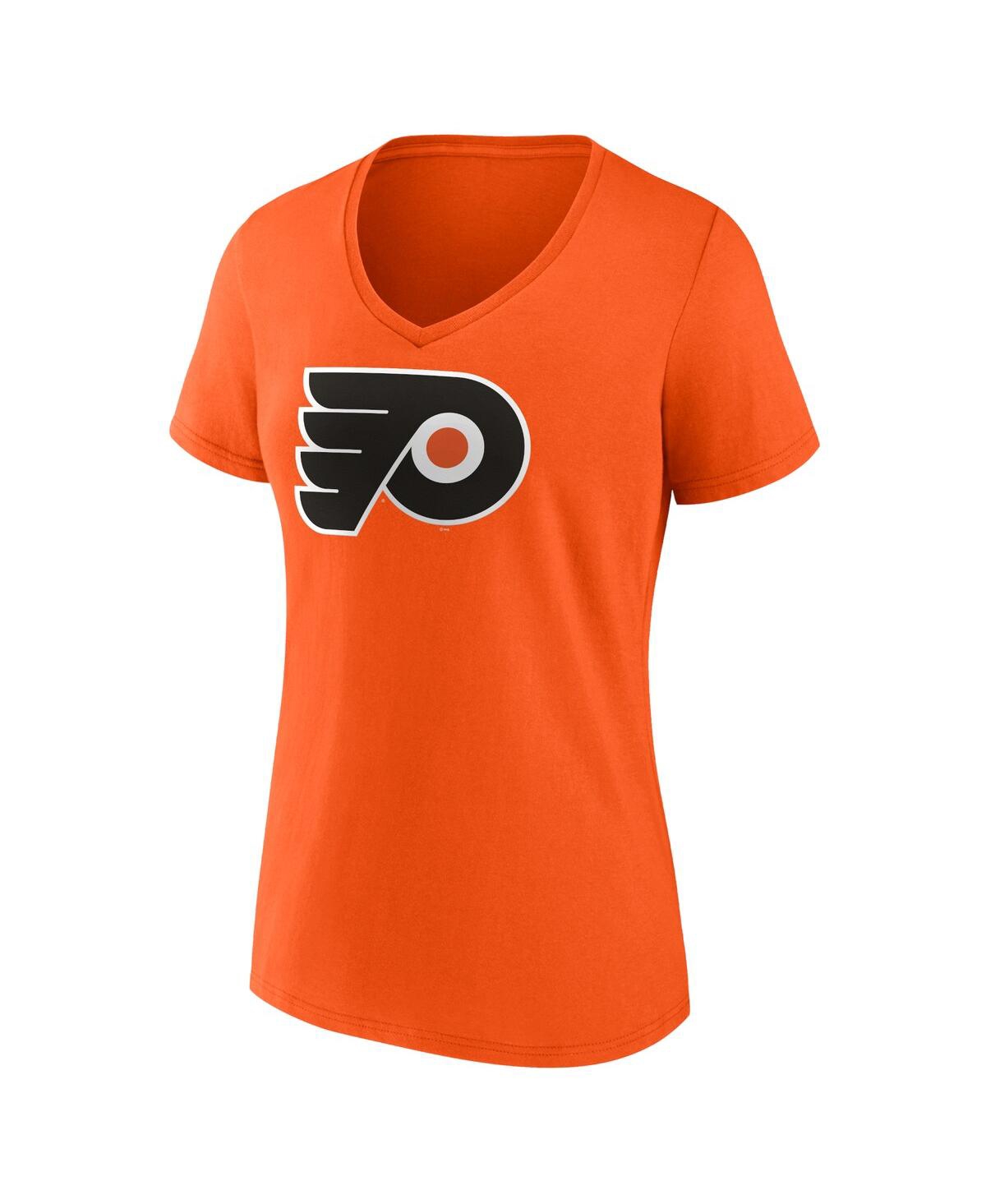 Fanatics Women'sPhiladelphia Flyers Primary Logo Team V-Neck T-Shirt - Orange