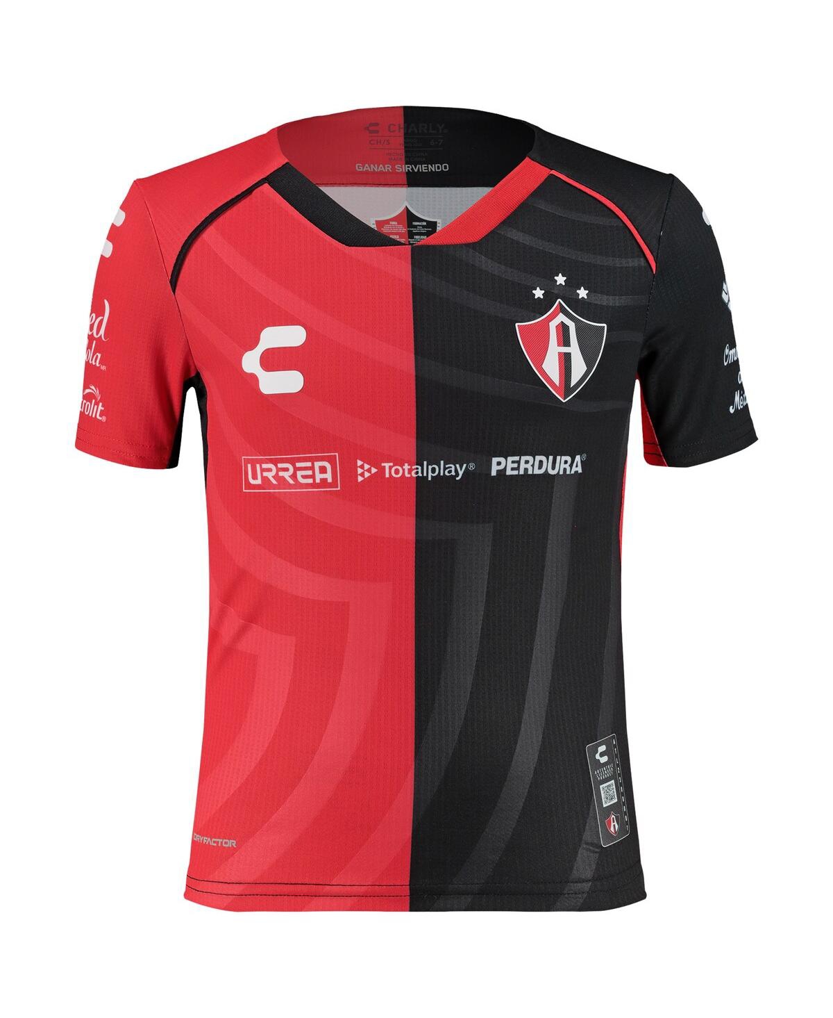 Charly Big Boys and GirlsBlack Club Atlas 2024/25 Home Authentic Jersey - Red, Black
