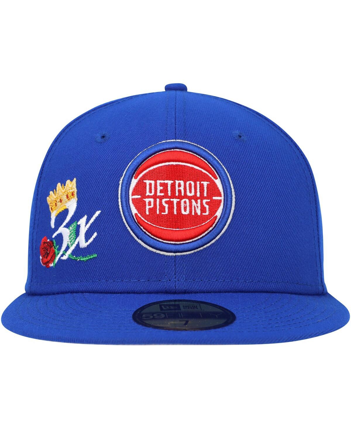 NEW ERA MEN'S BLUE DETROIT PISTONS CROWN CHAMPS 59FIFTY FITTED HAT 