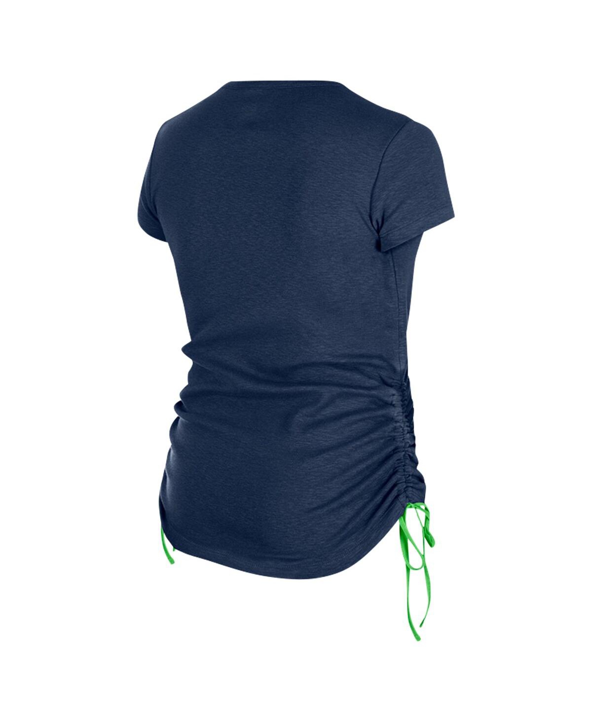 NEW ERA WOMEN'S COLLEGE NAVY SEATTLE SEAHAWKS RUCHED SIDE T-SHIRT 
