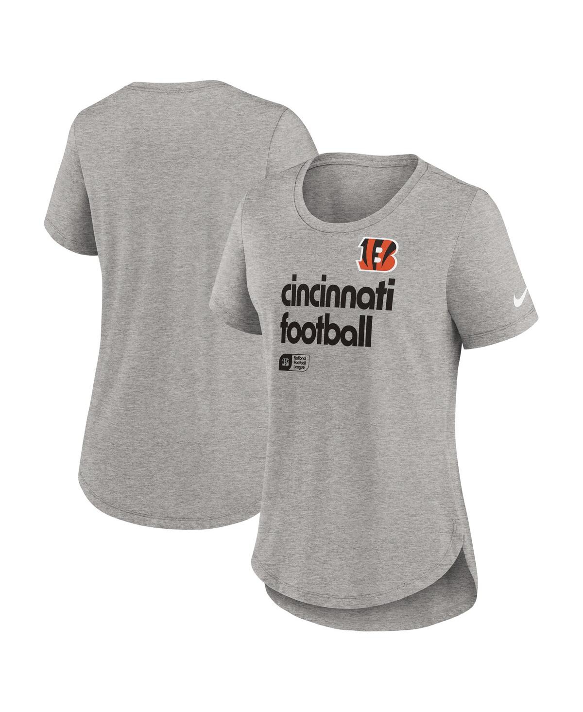 Nike Women's Heather Gray Cincinnati Bengals Fashion Tri-blend T-shirt In Heather Gray