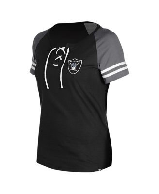 Women's Black Las Vegas Raiders Lace-Up Raglan T-Shirt