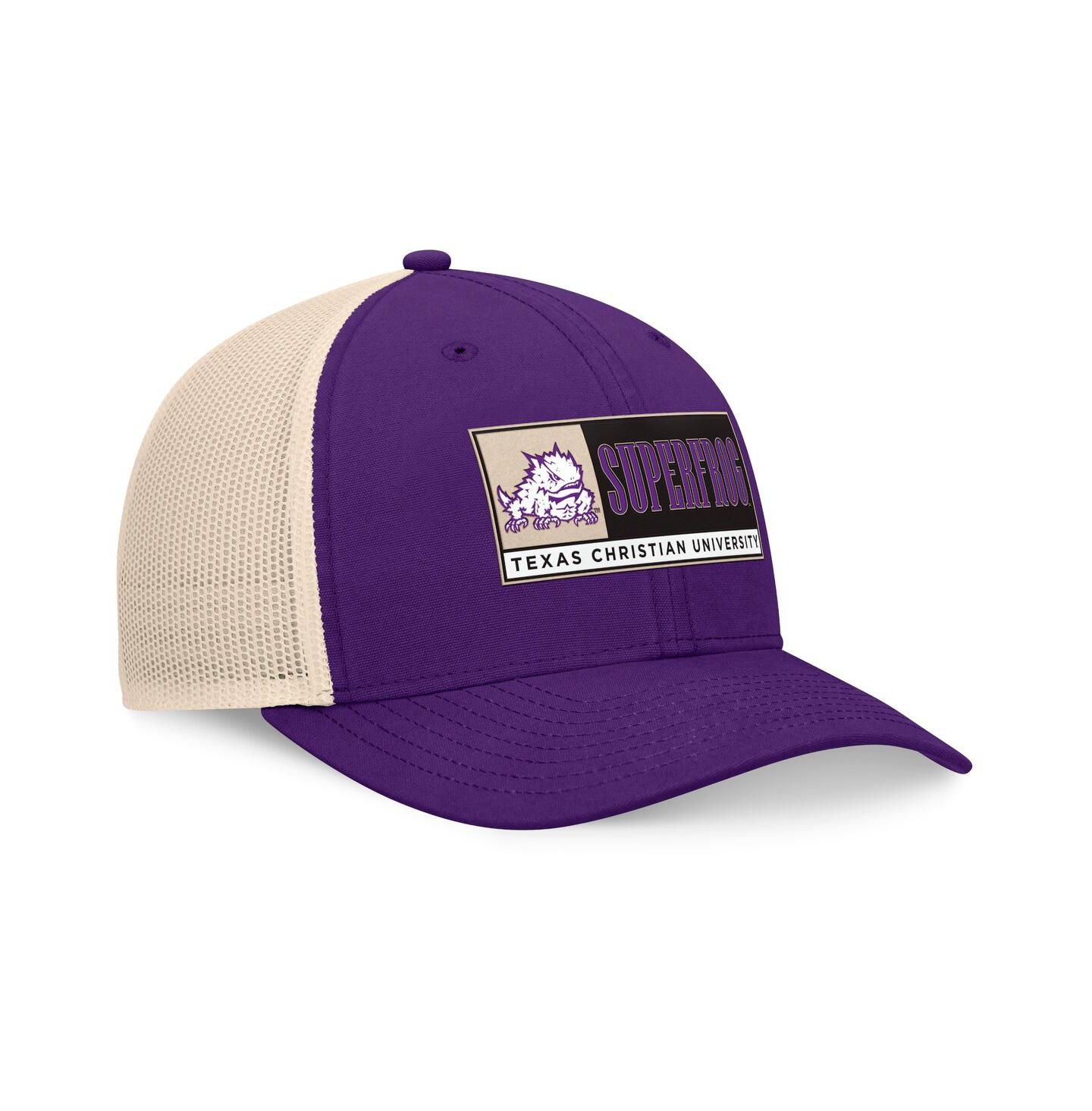 Мужская кепка Top of the World Purple/Natural TCU Horned Frogs Bennett Trucker Adjustable Hat — фото 3