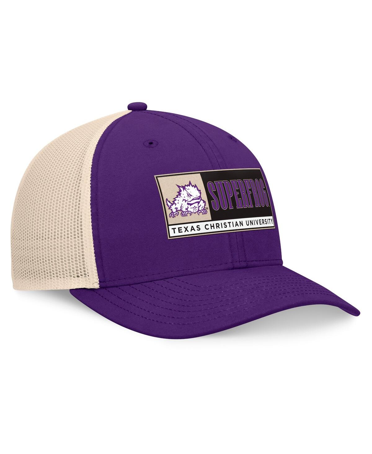 Top Of The World Men's Purple/natural Tcu Horned Frogs Bennett Trucker Adjustable Hat In Purple,natural