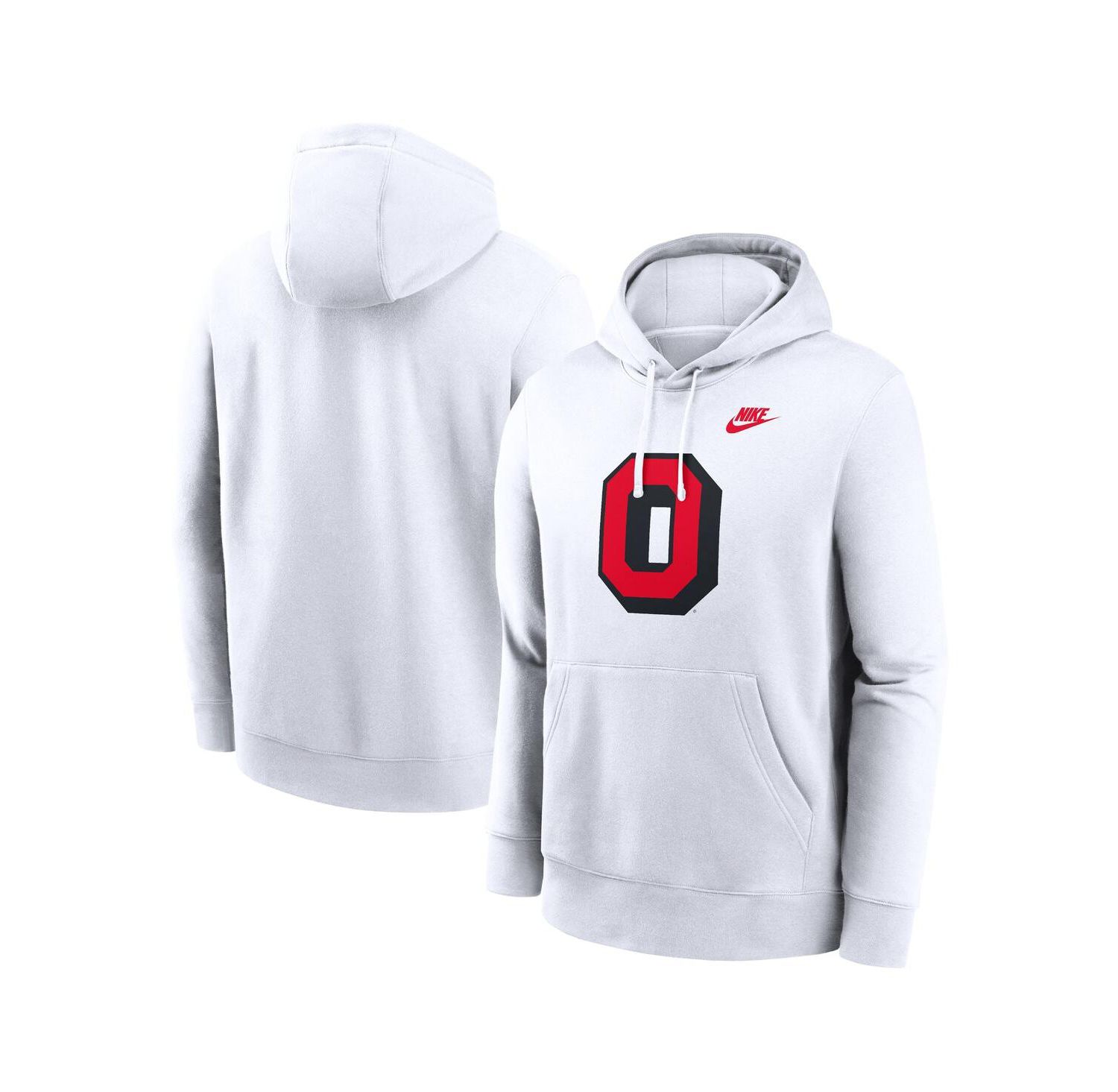 Men's White Ohio State Buckeyes Legacy Logo Club Fleece Pullover Hoodie