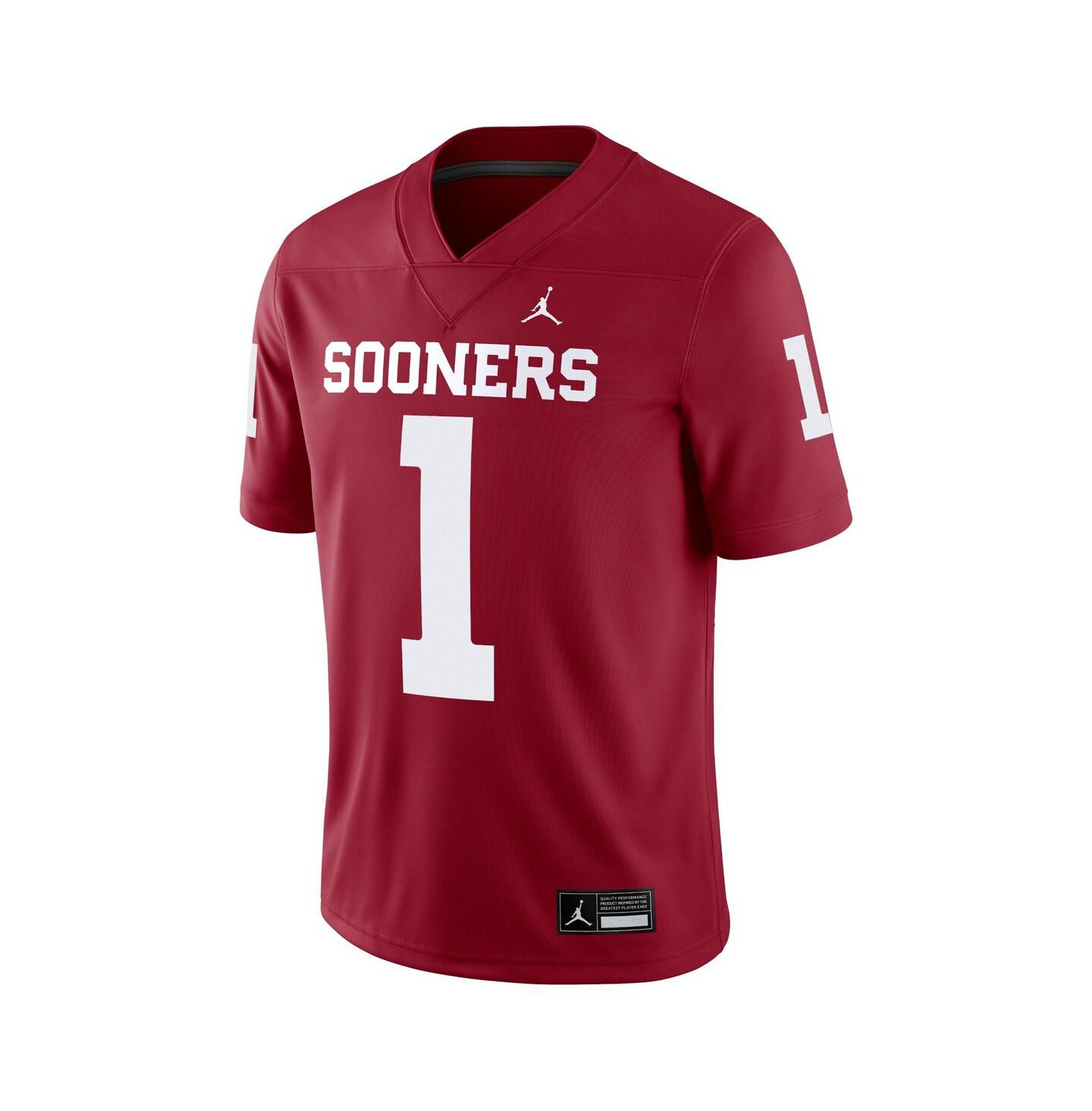 Мужской топ Jordan 1 Crimson Oklahoma Sooners Game Jersey — фото 3
