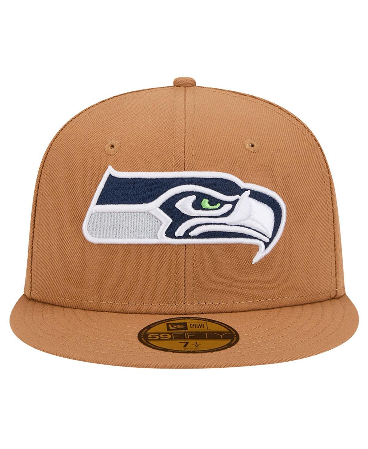 New Era Men'sSeattle Seahawks Color Pack 59FIFTY Fitted Hat with Side Patch - Tan