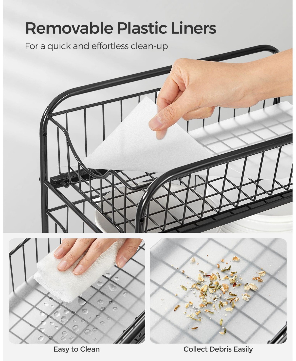 Slickblue 2-Tier Pull Out Cabinet Organizer, Stackable Under Sink Cabinet Organizer with Storage Basket Drawer Set of 2