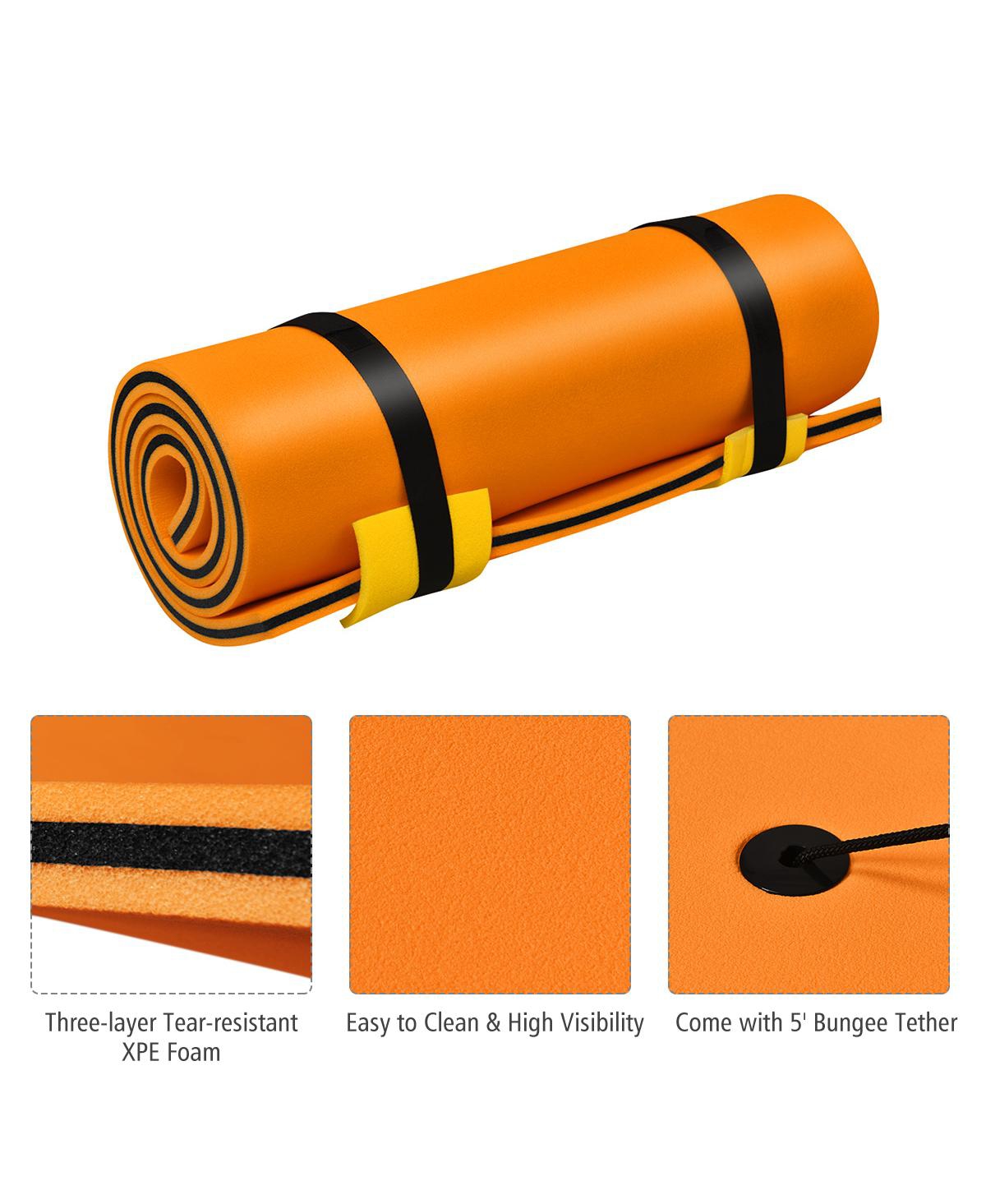 Costway 3-Layer Tear-proof Water Mat Floating Pad Island Water Sports Relaxing Blue - Orange+black