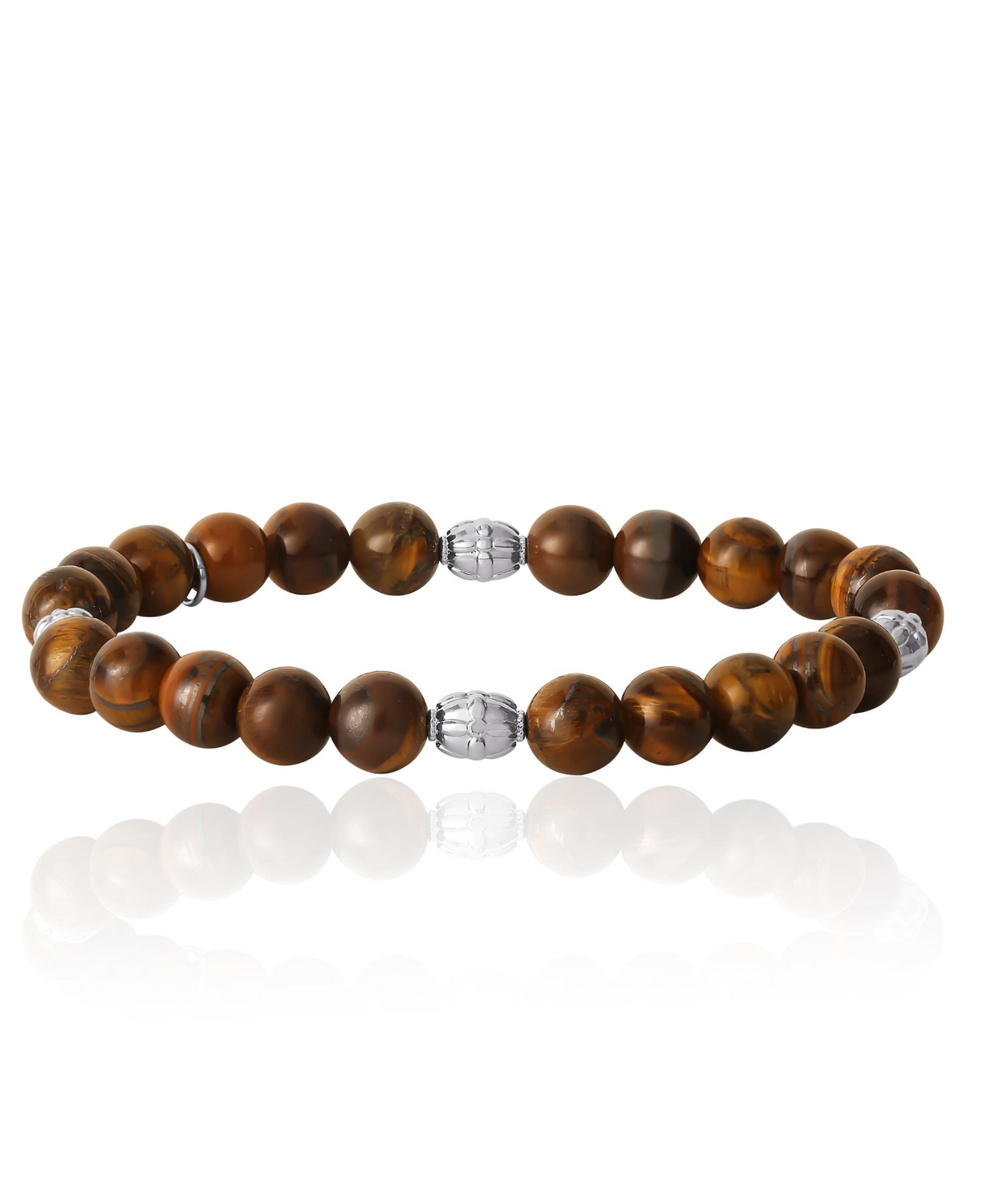 Tigers Eye Beaded Elastic Bracelet - Brown, black
