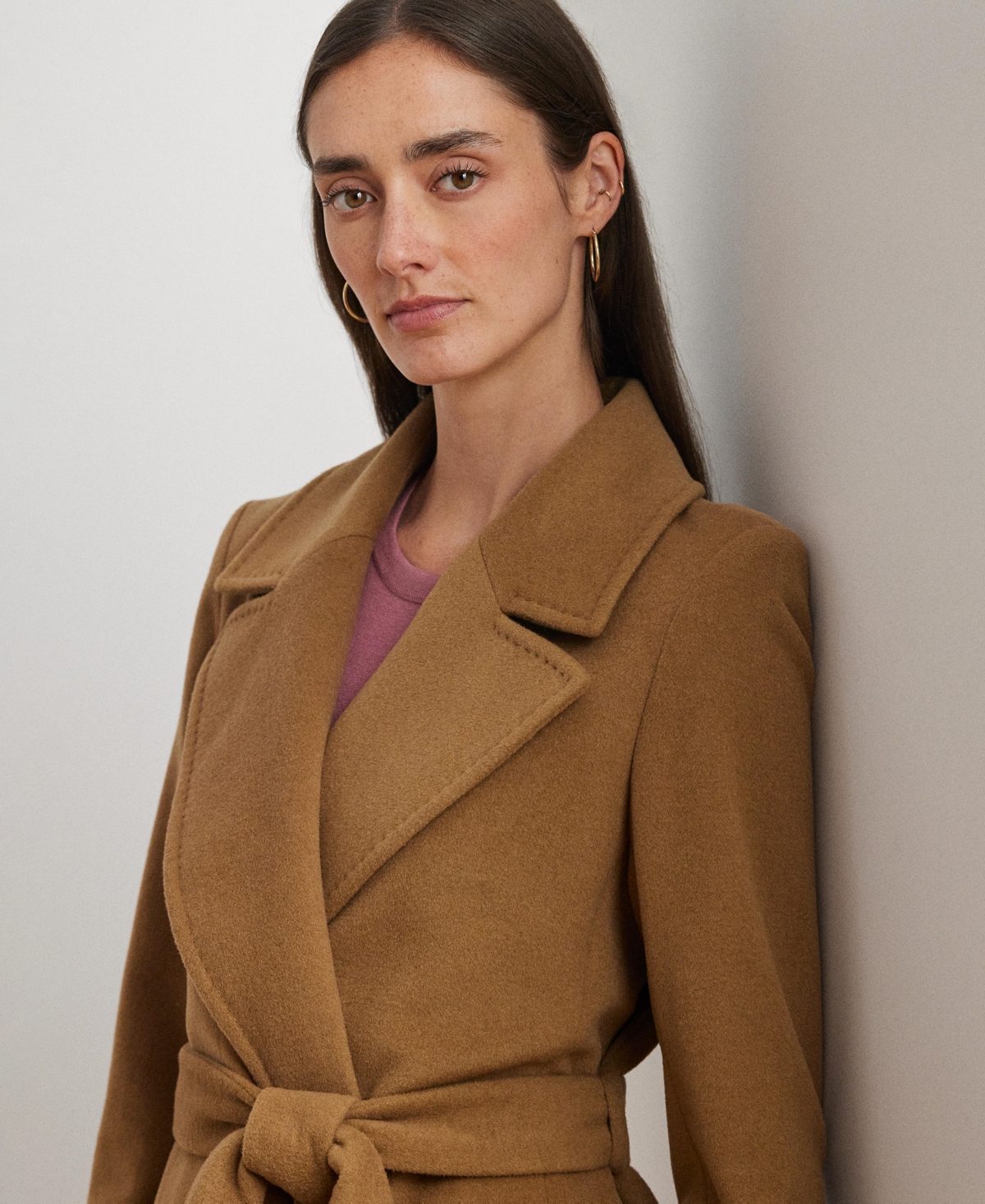Shop Ralph Lauren Women's Double-faced Wool-blend Wrap Coat In Honey Tan