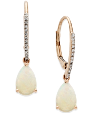 image of Opal (1 ct. t.w.) and Diamond Accent Drop Earrings in 14k Rose Gold