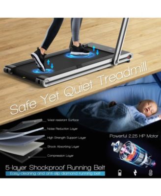 2-in-1 Folding Treadmill with Dual LED Display-Silver