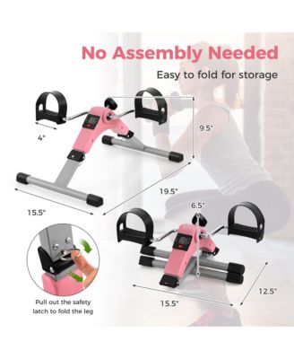Under Desk Exercise Bike Pedal Exerciser with LCD Display for Legs & Arms Workout Pink