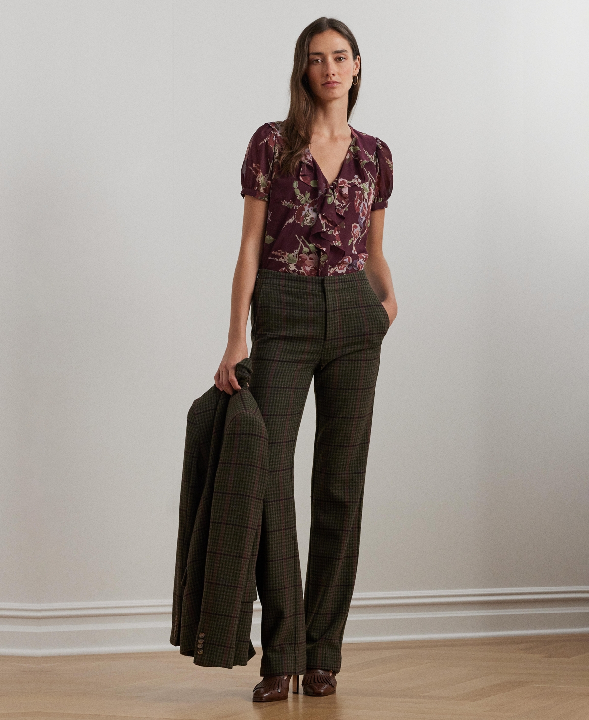 Lauren Ralph Lauren Women's Floral Georgette Puff-Sleeve Blouse, Regular & Petite