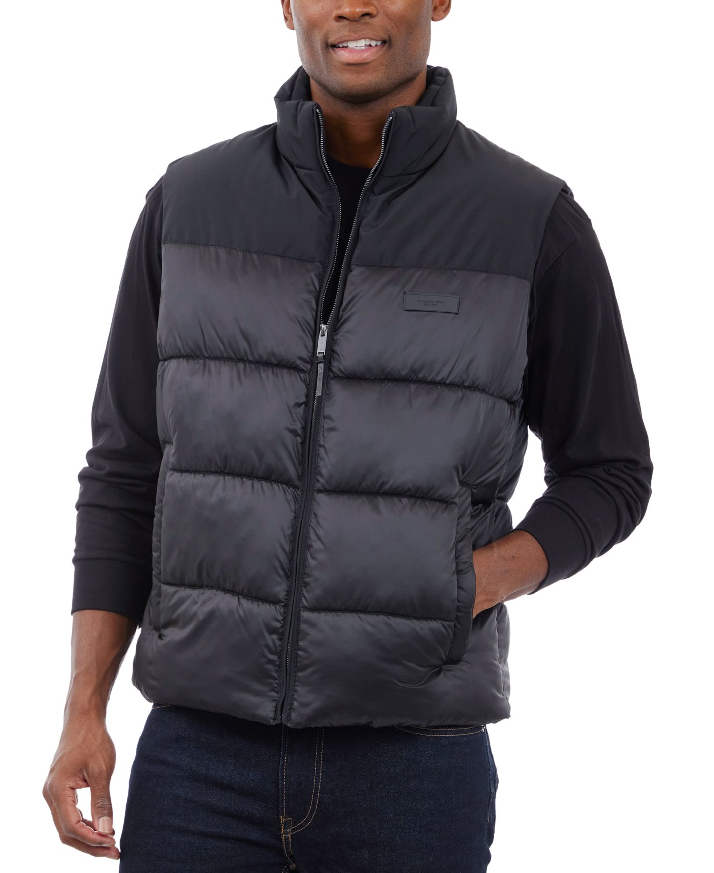 Мужской жилет Michael Kors Heavyweight Quilted Puffer Vest, цвет: Чёрный — фото 3