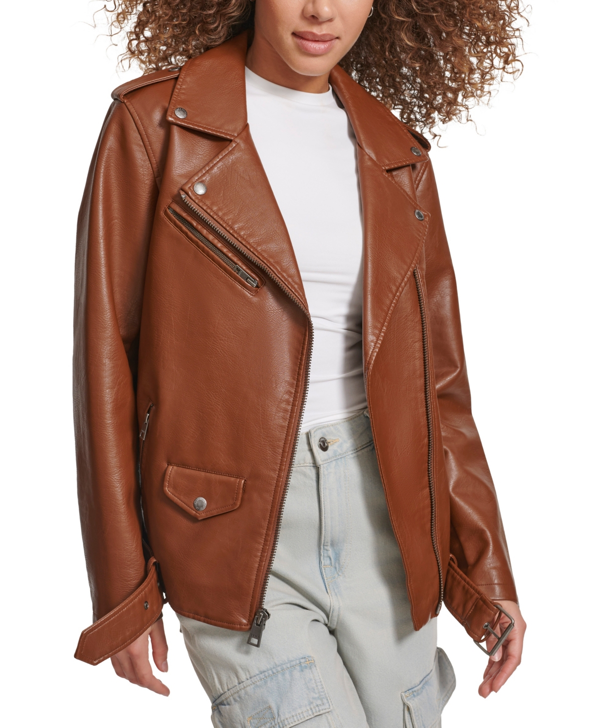 Levi's Women's Faux Leather Longline Belted Moto Jacket
