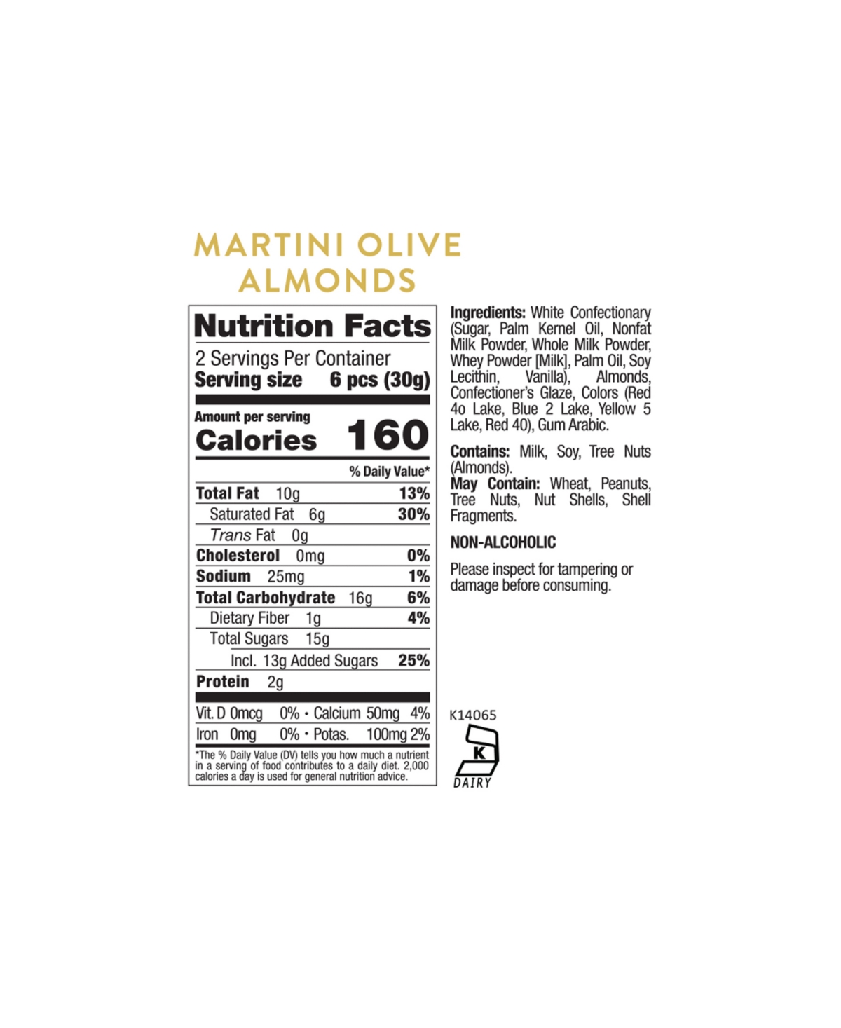 SUGARFINA MARTINI OLIVE CANDY ALMONDS, 3 PIECE