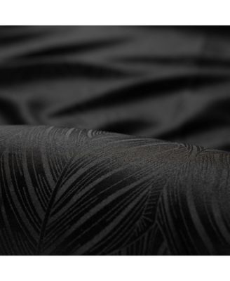 Premium 2-Panel Classy Embossed Leaf Textured Curtains - Back Tab, Ring Tab - for Windows Living Room Bedroom -  Partial Room Darkening Drapes for Privacy - 52 x 108 Inches - Black