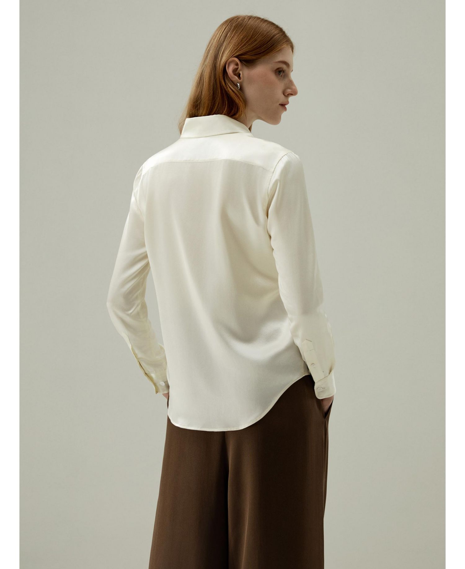 Women's Tailored Button Down Regular Fit Silk Shirt