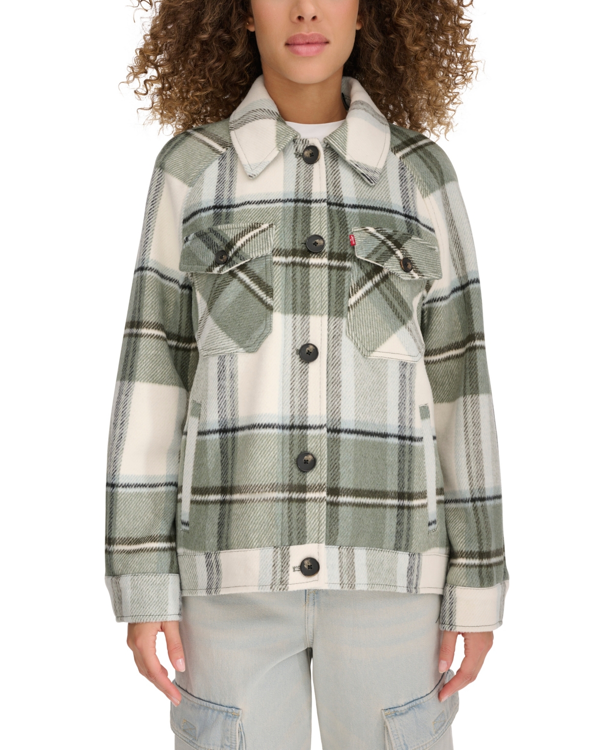 Levi's Women's Wool Blend Shirt Jacket In Sage Plaid