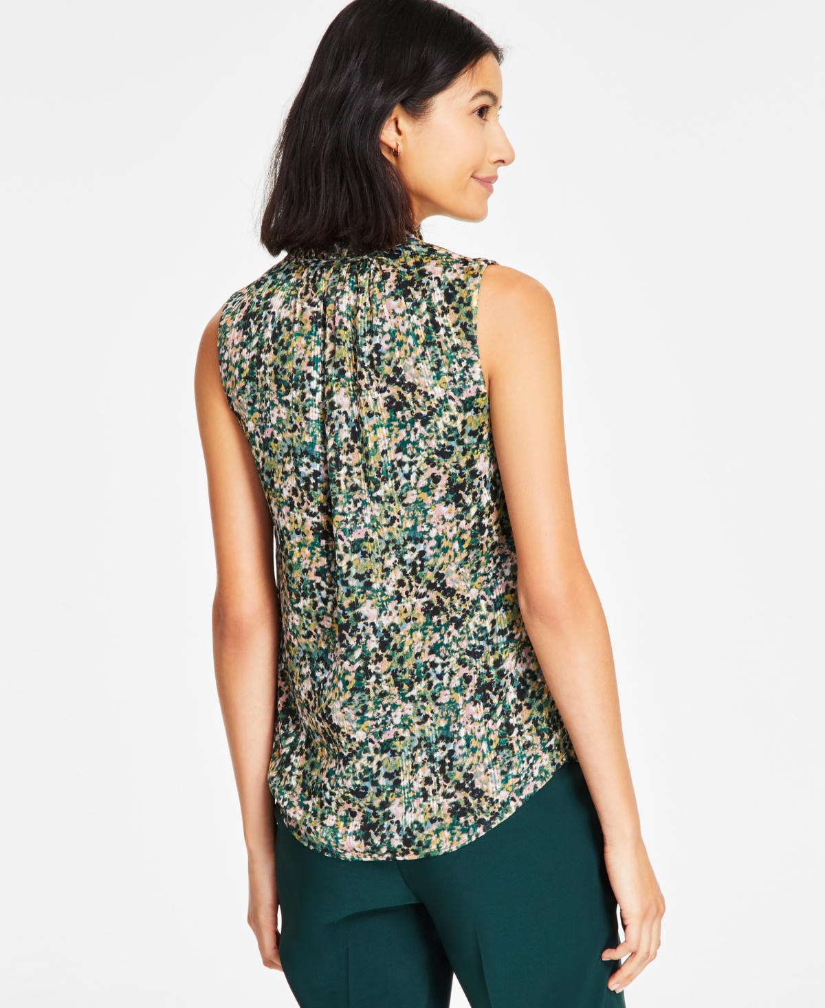 Anne Klein Women's Tulla Printed Tie-Neck Blouse