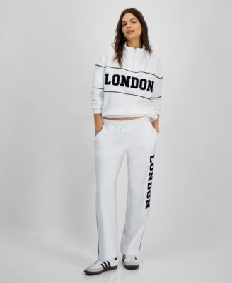 Juniors London Half Zip Graphic Sweatshirt Fleece Sweatpants