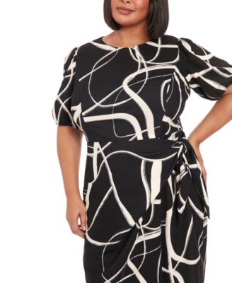 Plus Size Balloon-Sleeve Sarong Dress