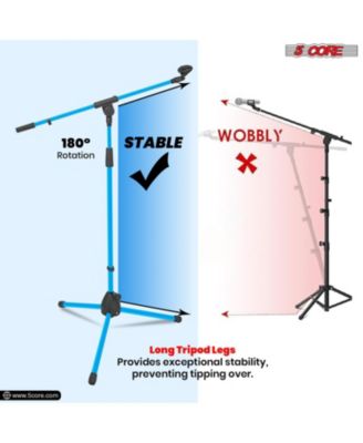 Tripod Mic Stand Heavy Duty Height Adjustable Floor Microphone Boom Arm Pedestal Para Microfono for Singing On Stage Studio - MS 080 SKY BLU 4PC