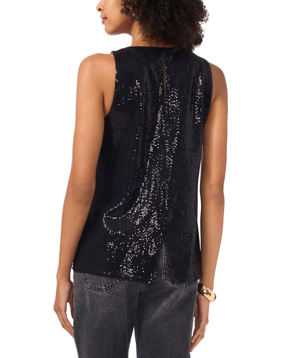 Vince Camuto Women's Sequin Sleeveless Top In Rich Black