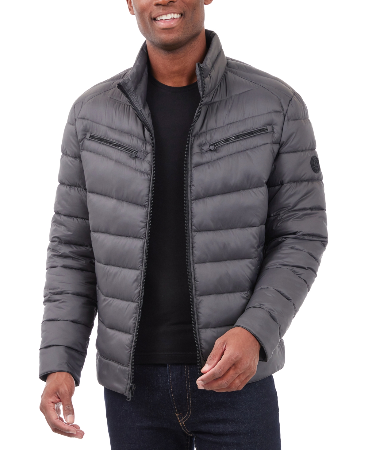 Michael Kors Men's Quilted Full-zip Puffer Jacket In Charcoal