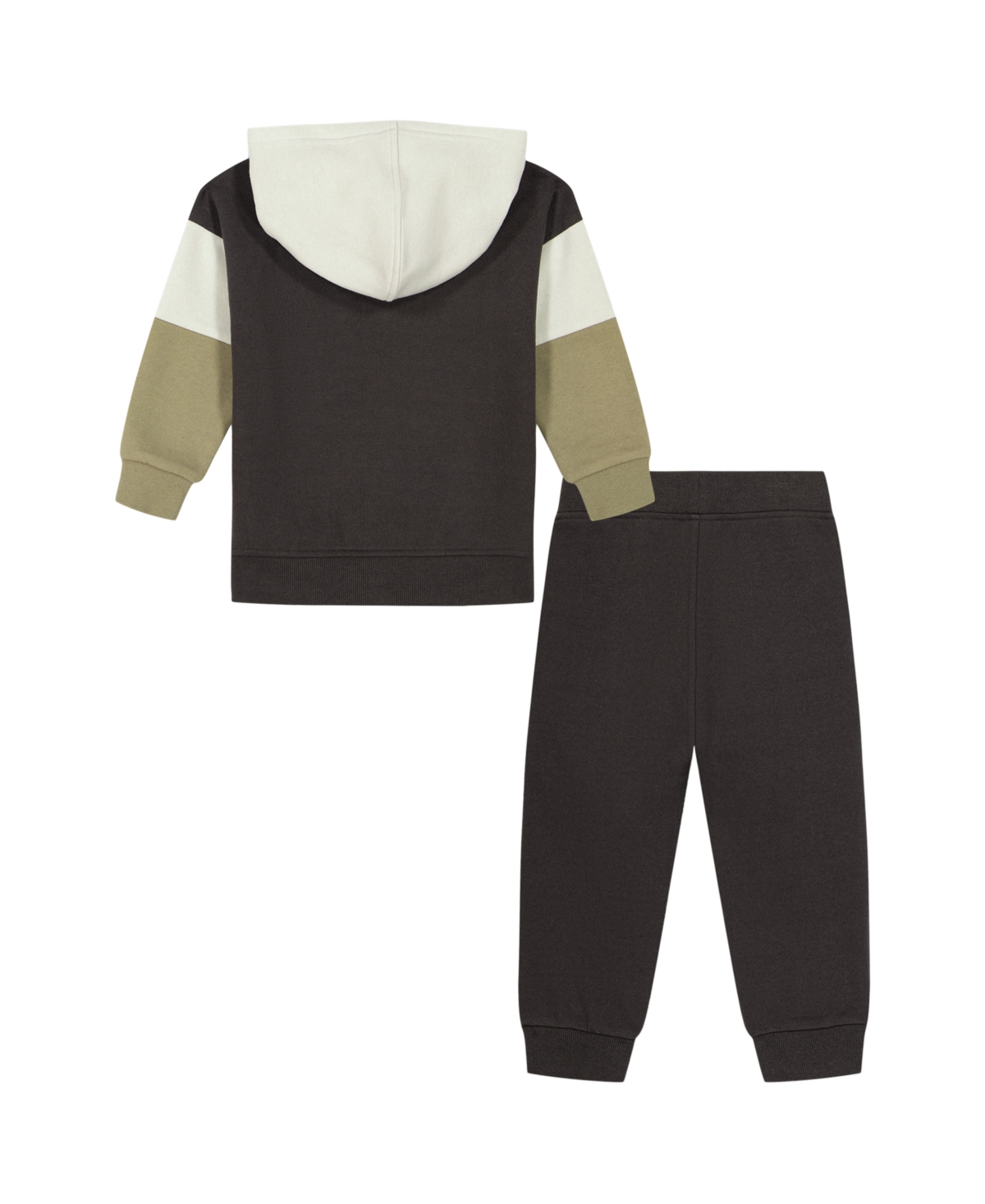 Calvin Klein Toddler and Little Boys Logo Colorblock Fleece Hoodie Joggers 2-Piece Set -Farina Heather