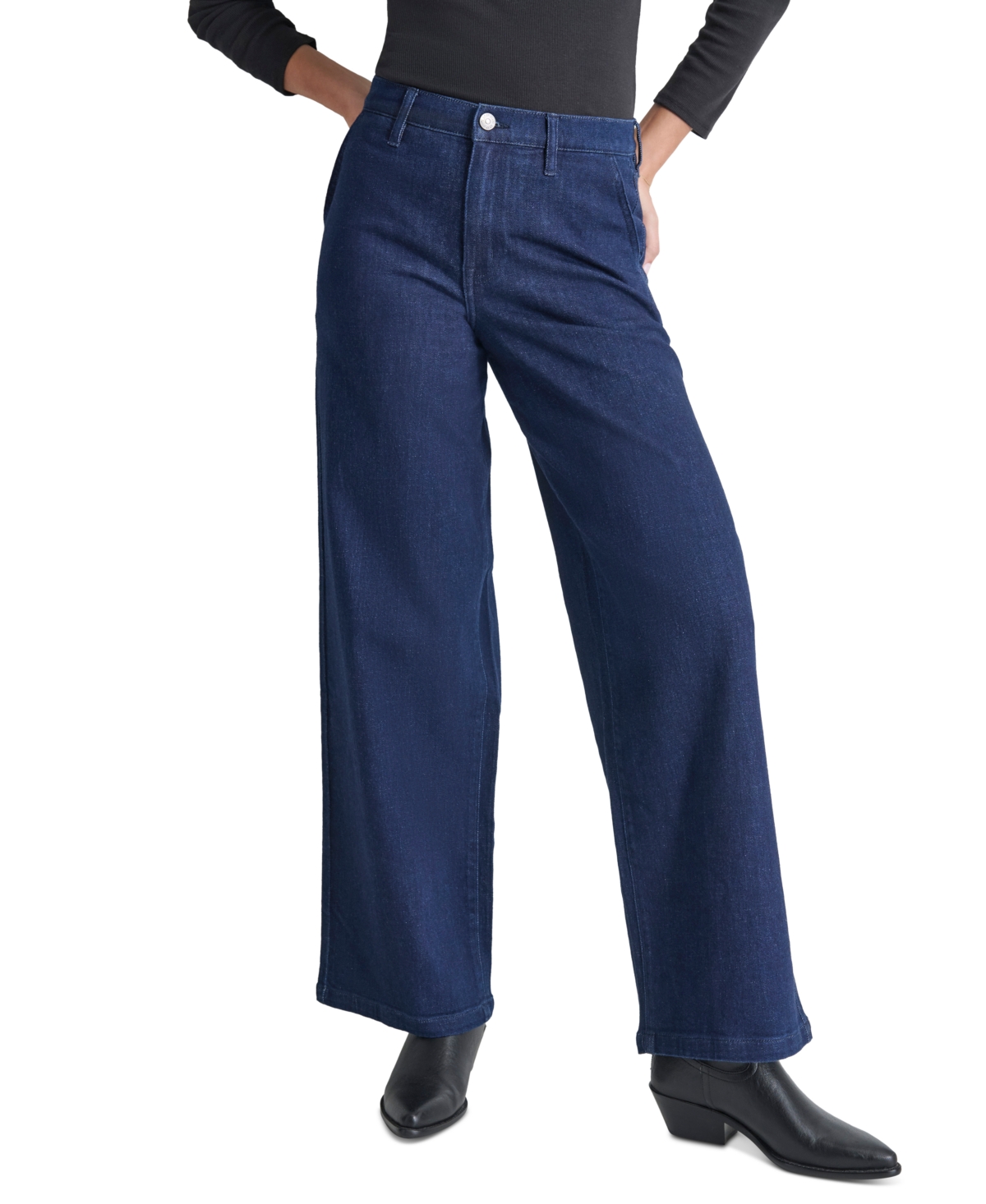 Dkny Jeans Women's High-Rise Wide-Leg Trouser Jeans