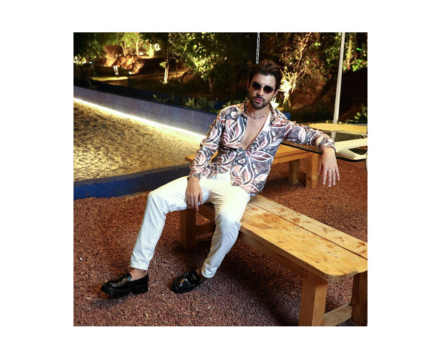 Men's Charcoal Grey & Mocha Brown Marble Foliage Shirt