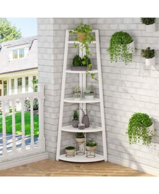 Corner Bookshelf 5-Tier Standing Shelving Unit for Living Room, Kitchen, Home Office, Indoor Plant Stand