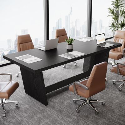 17.7FT Conference Room Table: Large Rectangular Meeting Seminar Table for 16-20 People, Wood Long Training Table with Heavy-Duty Frame, Business Table for Office, 6PCS
