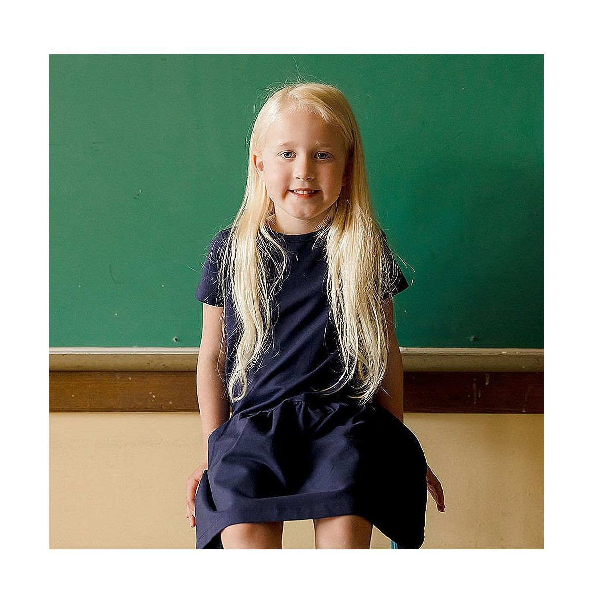 Mightly Girls Fair Trade Organic Cotton Short Sleeve Drop Waist Dress, - Xx-Large (14),- Navy