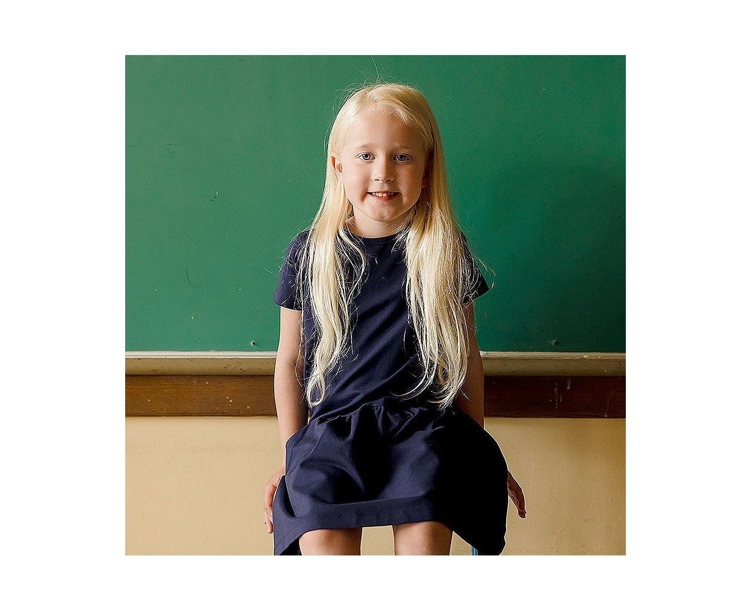 Girls Fair Trade Organic Cotton Short Sleeve Drop Waist Dress