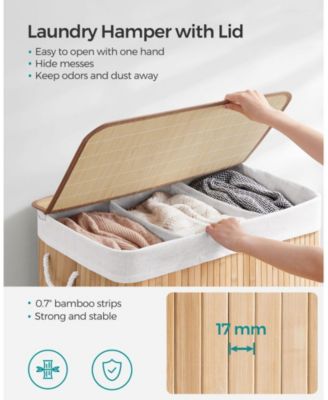 3-Section Laundry Hamper with Lid