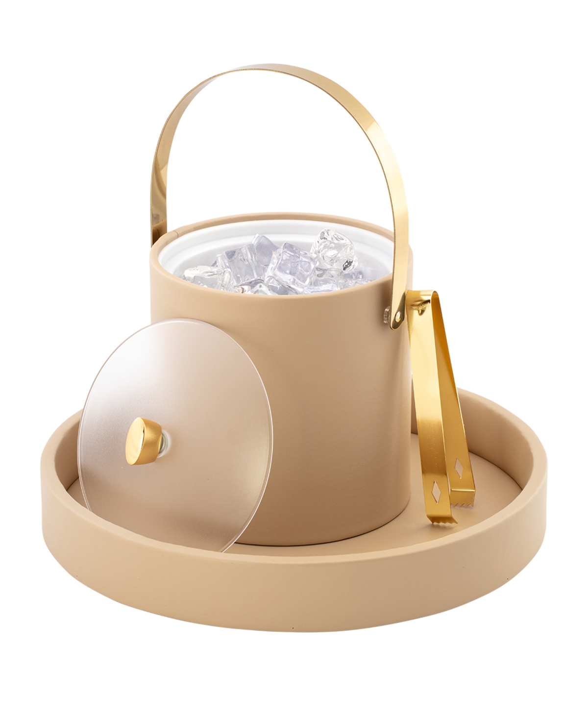 Kraftware Arc Ice Bucket And Ice Tong, 3 Quart In Beige